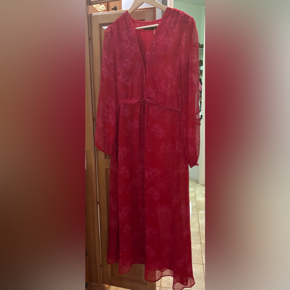 Mango Red Long Sleeve with Notched Collar